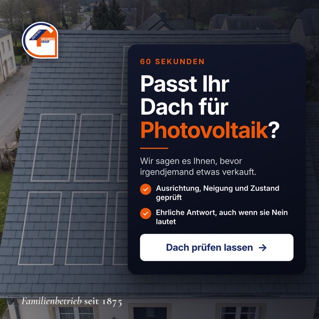 Gregorius Solar ad: is your roof right for solar? 60-second roof check
